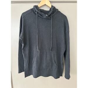 Pact 100% Organic Cotton Cowl Neck Hoodie Charcoal Gray Kangaroo Pocket cozy